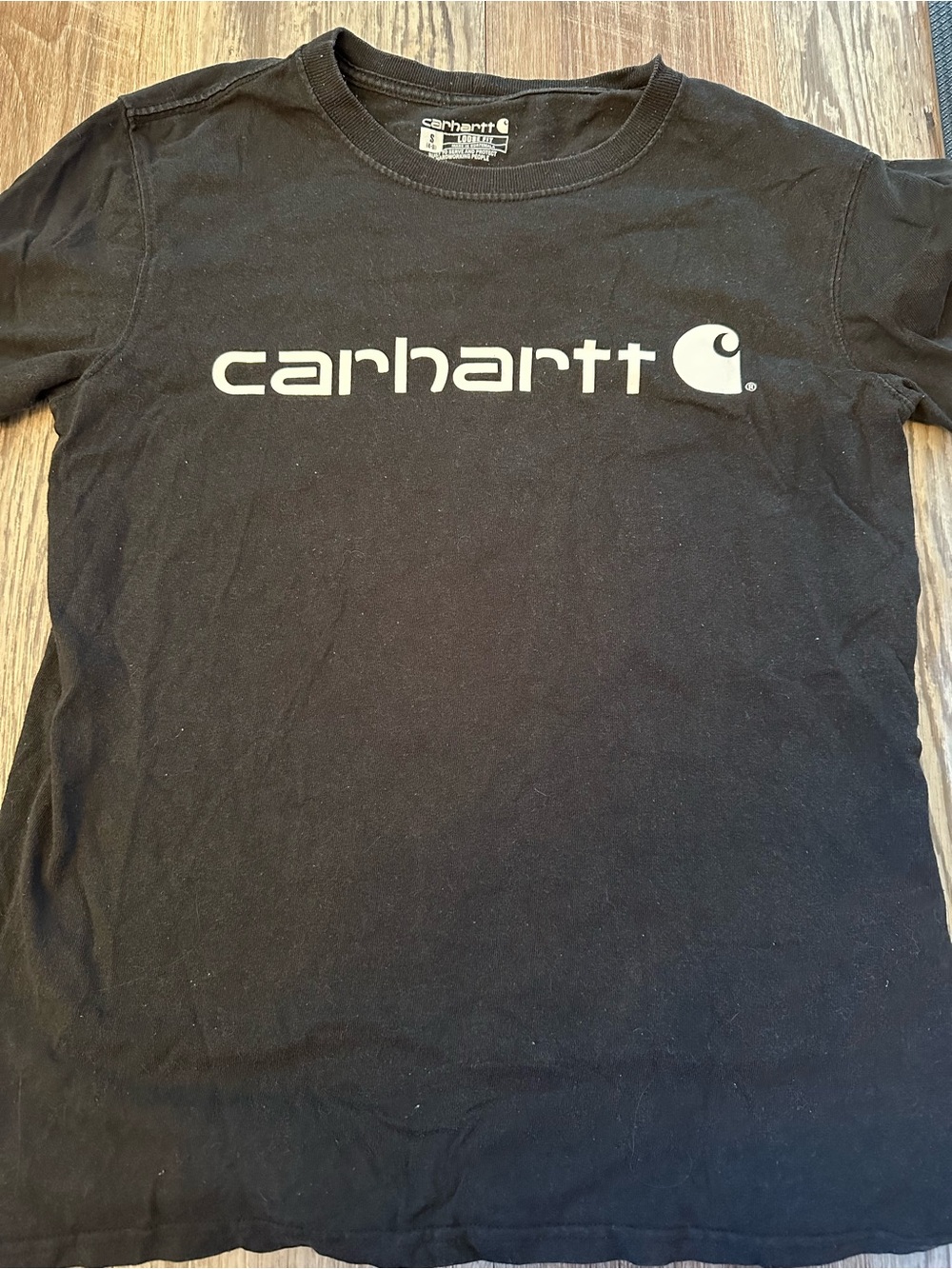 Women’s Small Carhartt Loose Fit Black Short Sleeve Tee with White Logo